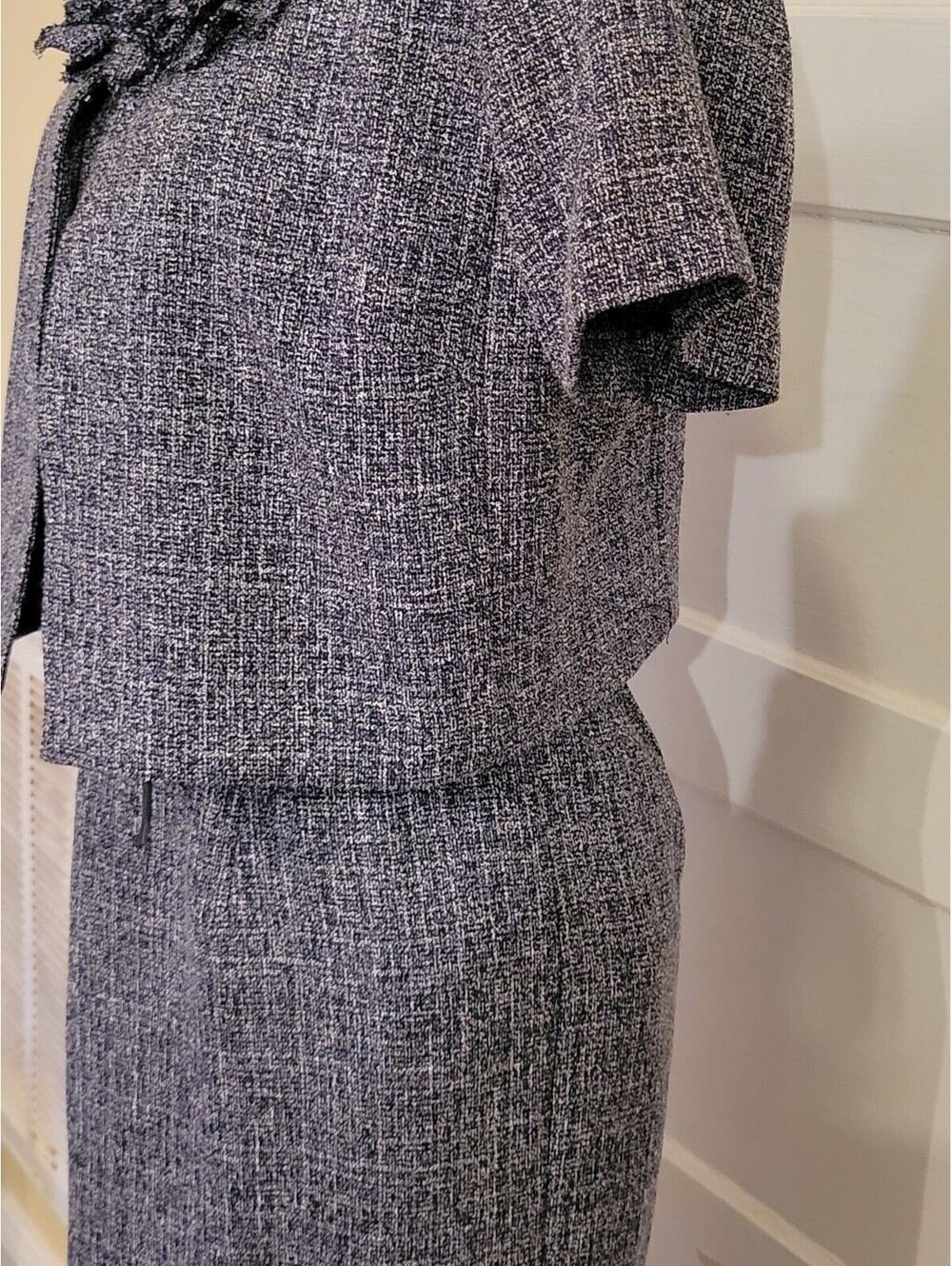 Danny & Nicole Navy/White Tweed Women's Dress W/belt & Blazer Set 10P - Picture 5 of 9